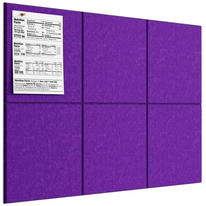 MaxGear Large Cork Board for Wall 36"" x 24"", Violet Bulletin Board, 6 Pack Felt Wall Tiles with Pushpins, Cork Boards for Office Push Pin Board Tack Board Felt Board - Image 1